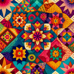 Patchwork Textile, Sarilmak, multicolor background.