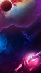 Wall Mural - space scene with planets, stars and galaxies. background for a smartphone