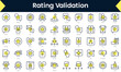 Set of thin line rating validation Icons. Line art icon with Yellow shadow. Vector illustration