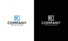K Capital Letter Enclosed In A Square. . Overlapping With Shadows Monogram, Logo, Emblem. Trendy Design.