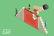 3D Isometric Flat Vector Conceptual Illustration of Knowledge Gap, Eduction and Self-development