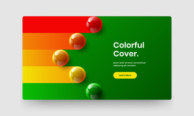 Sticker - multicolored realistic balls website screen concept. clean company brochure vector design layout.