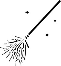 Line Doodle Of A Magic Broomstick Sweeping
