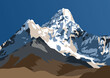 Mount Ama Dablam vector illustration, Himalayas mountains, Khumbu valley, Everest area, Nepal