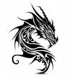© Tarunabh - A black and white dragon tattoo design on a white background
