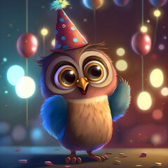 This adorable illustration features a cute owl with its big eyes looking straight ahead.