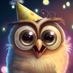 This adorable illustration features a cute owl with its big eyes looking straight ahead.