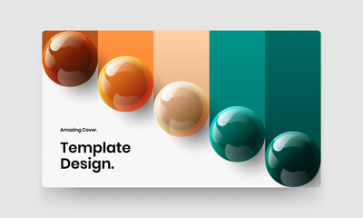Wall Mural - minimalistic 3d spheres company brochure layout. bright journal cover vector design template.