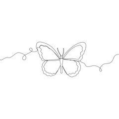 Wall Mural - One line flying butterfly design silhouette. Hand drawn minimalism style vector illustration