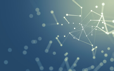 Abstract background. Molecules technology with polygonal shapes, connecting dots and lines. Connection structure. Big data visualization.
