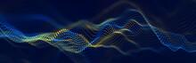 Big Data Stream. Information Technology Background. The Dynamic Wave Background Consisting Of Points. 3d