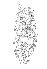 Sticker - hand drawn sketch of flowers tattoo