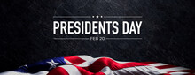 Premium Banner For Presidents Day With American Flag And Black Slate Background.