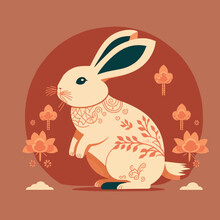 Happy Chinese New Year 2023 Year Of The Rabbit Zodiac Background Flower Lantern