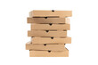 © Kung37 - Front view of stack brown pizza box isolated on white background with clipping path.