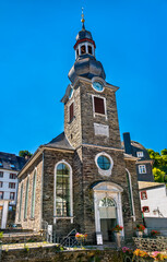 Sticker - Evangelical City Church in the historic town of Monschau in North Eifel, Germany