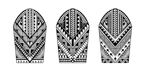 Wall Mural - Wrap around arm polynesian tattoo set design. Pattern aboriginal samoan. illustration EPS10