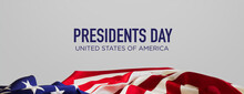 Presidents Day Banner With US Flag And White Background.
