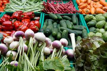 Poster - tasty fresh vegetables on a farmers market