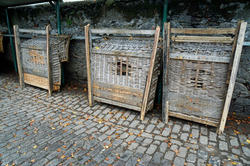 Poster - traditional wooden basket sleds in funchal