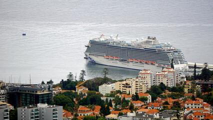 Poster - cruise ship in te harbor of madeira