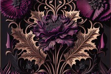 Goth, Flower Punk, Masculine Floral Pattern, New Romantic, Goth Color Palette, Sharp Lines, Art, Generative Ai