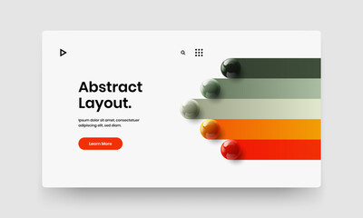 Bright website screen vector design concept. Premium realistic spheres landing page template.