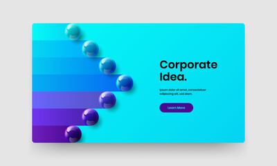 Wall Mural - Isolated company identity design vector layout. Bright 3D spheres annual report illustration.