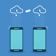 © madedee - cloud computing. mobile phone cloud computing service , download and upload backup on cloud server.