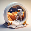 Astronaut on other planet. Beautiful abstract diorama,  Ai generated illustration