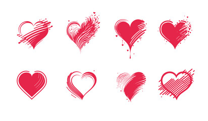 Wall Mural - Set of vector hearts, love, icons, logo templates, elements