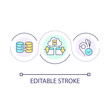 © bsd studio - Database transfer loop concept icon. Information storage migration. Moving web data to new server abstract idea thin line illustration. Isolated outline drawing. Editable stroke. Arial font used