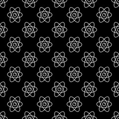 Wall Mural - Chemistry Atom vector dark line seamless background - Physics Pattern