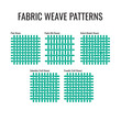 Fabric weave patterns technical illustration for textile industry set: Plain, Poplin, Oxford, Gabardine and Prunelle