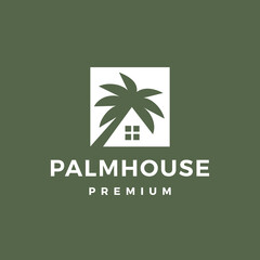 Wall Mural - palm house tree home logo vector icon illustration