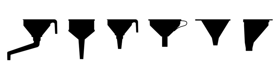 Wall Mural - funnel icons set. funnel for gasoline and other liquids. car watering can icon. vector illustration.