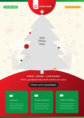 Wall Mural - Soft & Minimal Christmas Flyer in A4 Size with christmas-tree like photo placeholder