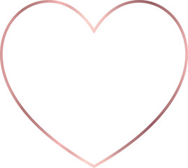 Wall Mural - rose gold heart frame isolated on transparent background, luxury border design for invitation, valen