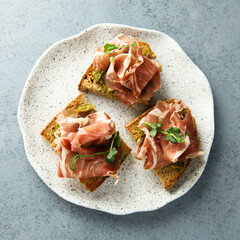 Wall Mural - Toasts with ham and pesto