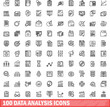 © ylivdesign - 100 data analysis icons set. Outline illustration of 100 data analysis icons vector set isolated on white background
