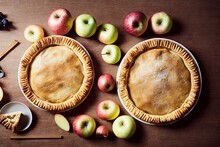 Holiday Autumn Apple Pie On Wooden Table
