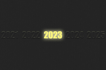 Wall Mural - 2023, bright, glowing numbers, on a black background. The concept of 2023, the New Year. Festive