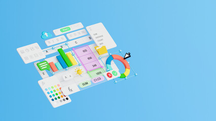 Wall Mural - spreadsheets graphs charts table data business financial report analysis screen software accounting 