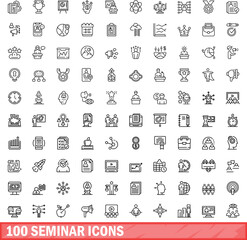 Sticker - 100 seminar icons set. Outline illustration of 100 seminar icons vector set isolated on white background