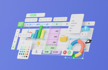 Wall Mural - spreadsheets graphs charts table data business financial report analysis screen software accounting 