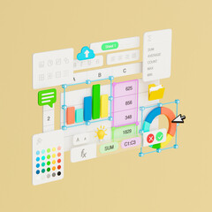 Wall Mural - spreadsheets graphs charts table data business financial report analysis screen software accounting 