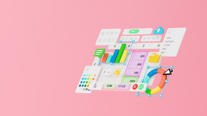 Wall Mural - spreadsheets graphs charts table data business financial report analysis screen software accounting 