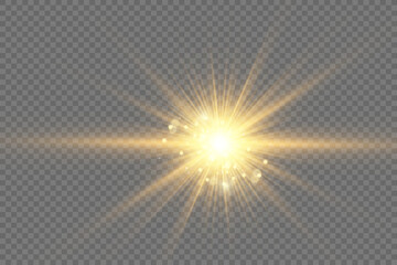 	
Special lens flash, light effect. The flash flashes rays and searchlight. illust.White glowing light. Beautiful star Light from the rays. The sun is backlit. Bright beautiful star. Sunlight. Glare.