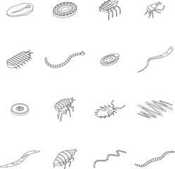 Wall Mural - Parasite icons set. Isometric set of parasite vector icons outline vector on white background