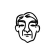 portrait of an old man in doodle style - hand drawn vector illustration. concept male senile face
